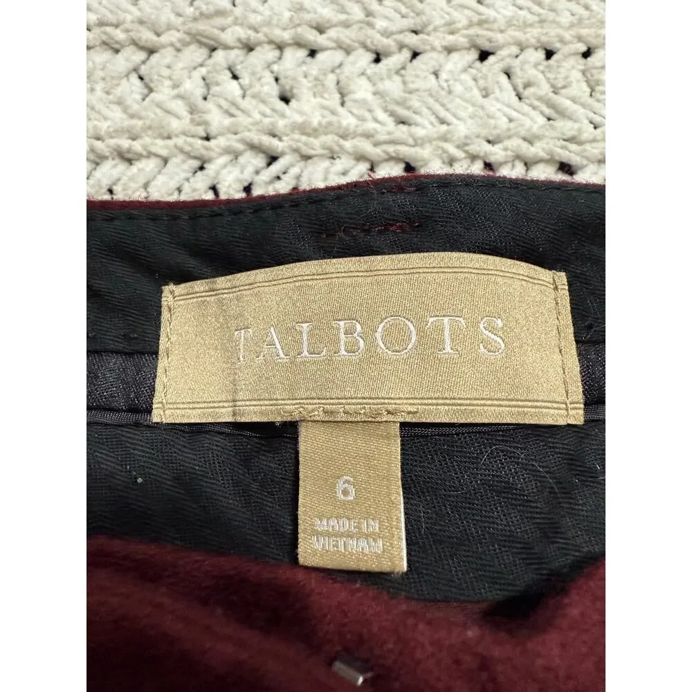 Talbots Dress Pants Trousers Wool Womens Size 6 Red Italian Lined Office Career